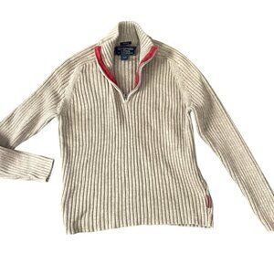 Abercrombie & Fitch Muscle Ribbed Knit 1/4-Zip Pullover L Beige/Tan #320C